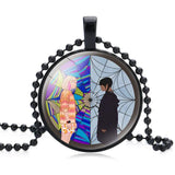 Wednesday Addams Pendant Necklace Moon Round Glass Necklaces Girls Jewelry