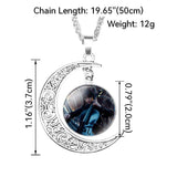 Wednesday Addams Pendant Necklace Moon Round Glass Necklaces Girls Jewelry