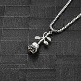 Stainless Steel Rose Pendant Necklace Ashes Holder