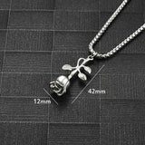 Stainless Steel Rose Pendant Necklace Ashes Holder