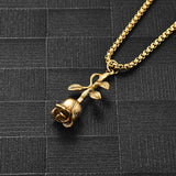 Stainless Steel Rose Pendant Necklace Ashes Holder