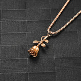Stainless Steel Rose Pendant Necklace Ashes Holder