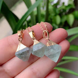 Green Fluorite Quartz Crystal Pyramid Pendulum Pendant Necklace
