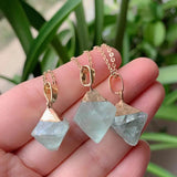 Green Fluorite Quartz Crystal Pyramid Pendulum Pendant Necklace