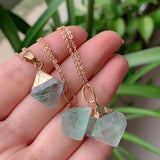 Green Fluorite Quartz Crystal Pyramid Pendulum Pendant Necklace