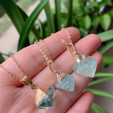 Green Fluorite Quartz Crystal Pyramid Pendulum Pendant Necklace