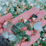 Green Fluorite Quartz Crystal Pyramid Pendulum Pendant Necklace