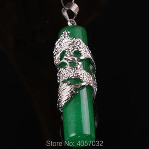 Green Jades Bead Dragon Pendant 6X25MM