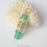Green Jades Bead Dragon Pendant 6X25MM