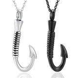 Stainless Steel FishingHook Pendant Necklace Cremation Urn
