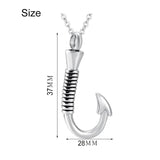 Stainless Steel FishingHook Pendant Necklace Cremation Urn