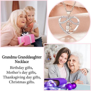 Grandma Granddaughter Necklace W Wish Card, Infinity Heart Pendant