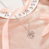 Grandma Granddaughter Necklace W Wish Card, Infinity Heart Pendant