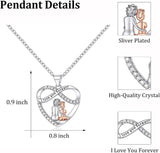 Grandma Granddaughter Necklace W Wish Card, Infinity Heart Pendant