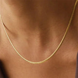 Women Stainless Steel Flat Stacking Necklace Upscale Jewelry Chain Choker