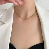 Women Stainless Steel Flat Stacking Necklace Upscale Jewelry Chain Choker