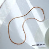 Women Stainless Steel Flat Stacking Necklace Upscale Jewelry Chain Choker