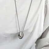 Brushed Metal Water Drop Necklace Long Sweater Chain Thin Chain Jewelry