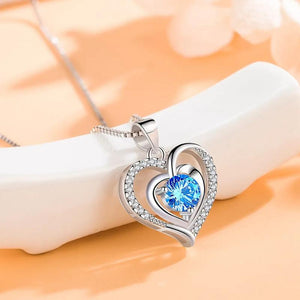 925 Silver Women's Heart Pendant Necklace High CZ Hollow Design