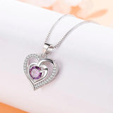 925 Silver Women's Heart Pendant Necklace High CZ Hollow Design