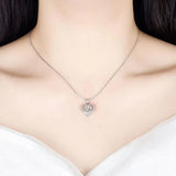 925 Silver Women's Heart Pendant Necklace High CZ Hollow Design