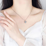 925 Silver Women's Heart Pendant Necklace High CZ Hollow Design