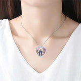 Peach Heart Jesus Quartz Necklace - Virgin Mary Crystal Love-Heart Necklace