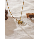 Stainless Steel Bowknot Necklace Pendant 18K PVD Plated Women's Jewelry Gift