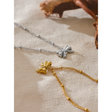 Stainless Steel Bowknot Necklace Pendant 18K PVD Plated Women's Jewelry Gift