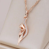 Kinel Natural Zircon Pendant Necklace 585 Rose Animal Vintage Daily Jewelry