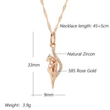 Kinel Natural Zircon Pendant Necklace 585 Rose Animal Vintage Daily Jewelry