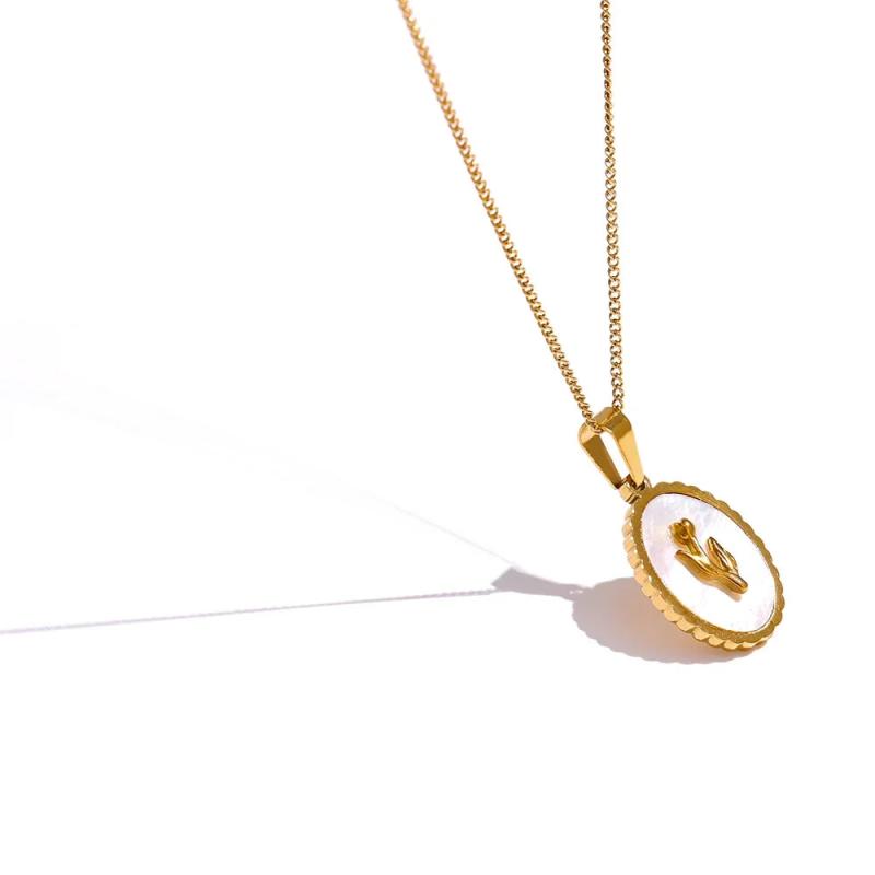 Flower Pendant Necklace with Natural Shell Round Collar