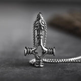 Nordic Viking Wolf Cross Pendant Necklace Stainless Steel