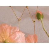 Minimalist CZ Thin Chain Bib Necklace Stainless Steel