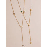 Minimalist CZ Thin Chain Bib Necklace Stainless Steel