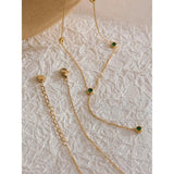 Minimalist CZ Thin Chain Bib Necklace Stainless Steel