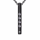 Unisex Pet Jewelry Cylinder Crystal Memorial Urn Paw Pendant Necklace