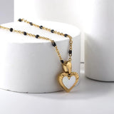 Vintage Big Heart Pendant Necklace Chunky Link Chain Steel Gothic Jewelry