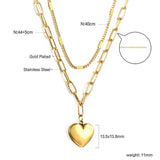 Vintage Big Heart Pendant Necklace Chunky Link Chain Steel Gothic Jewelry