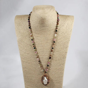 Tourmaline Chip Stone Necklace Baroque Pearl / Amethyst Dorp Necklaces
