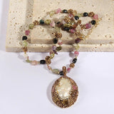 Tourmaline Chip Stone Necklace Baroque Pearl / Amethyst Dorp Necklaces