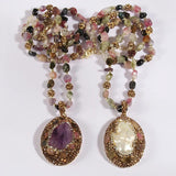 Tourmaline Chip Stone Necklace Baroque Pearl / Amethyst Dorp Necklaces