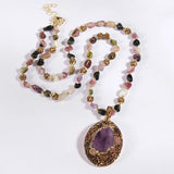 Tourmaline Chip Stone Necklace Baroque Pearl / Amethyst Dorp Necklaces