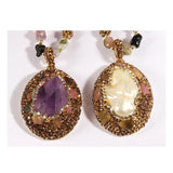 Tourmaline Chip Stone Necklace Baroque Pearl / Amethyst Dorp Necklaces