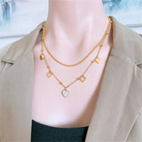 316L Stainless Steel Zircon Love Heart Charm Chain Choker Necklaces For Women