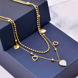 316L Stainless Steel Zircon Love Heart Charm Chain Choker Necklaces For Women