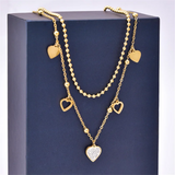 316L Stainless Steel Zircon Love Heart Charm Chain Choker Necklaces For Women