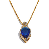 Water Drop Pendant Bling Necklace Royal Jewelry Gift