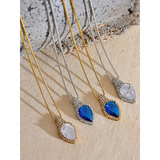 Water Drop Pendant Bling Necklace Royal Jewelry Gift