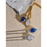 Water Drop Pendant Bling Necklace Royal Jewelry Gift